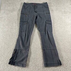 HM LOGG Womens Gray Cargo Pants Size 10 Utility Y2K Zipper Ankle Straight Leg